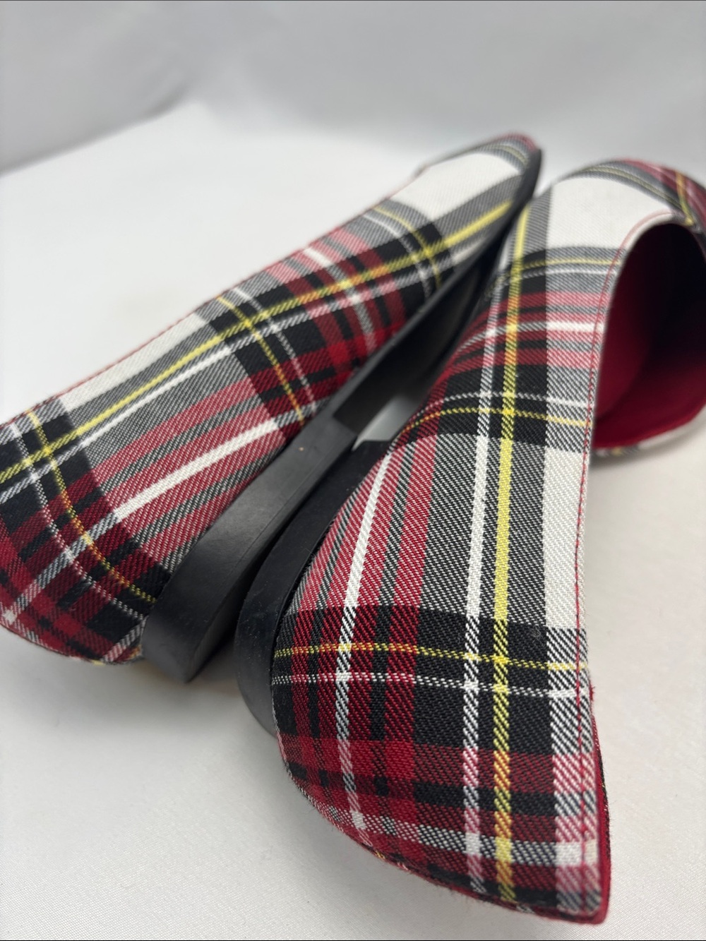 Isaac Mizrahi Amaya D’Orsay Tartan Red Plaid Pointed Toe Flats Women’s 8 - #413 - Picture 7 of 10